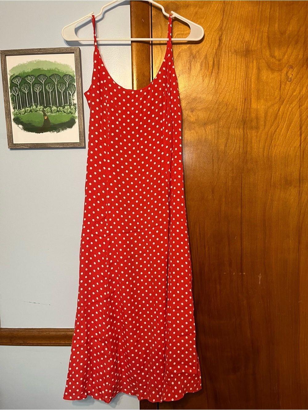 Red Polka Dot Slip Dress - Classic Spaghetti Strap Style
